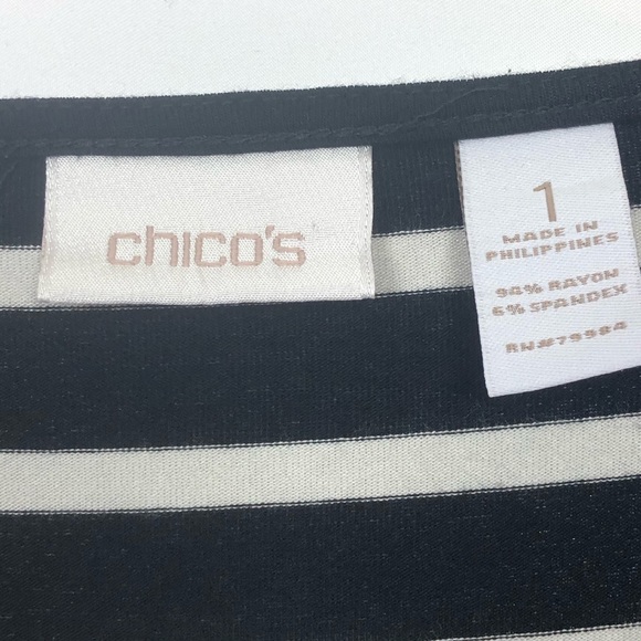 CHICO’s Striped Scoop Neck Top, Black & Wh… - Picture 4 of 5